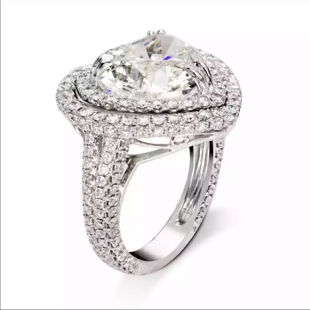 New Women’s 925 Silver Big Heart Diamond engagement Ring - Picture 3 of 6